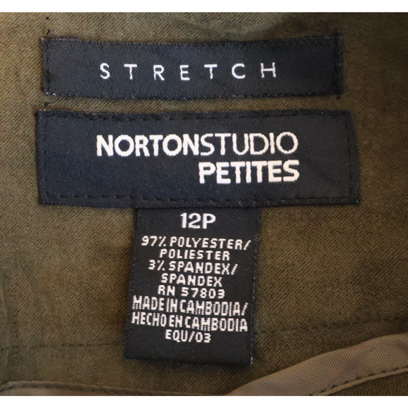 NWT Olive Green Vegan Suede‎ Pencil Skirt  Fall Business Casual Goblin Size 12P - Picture 6 of 9